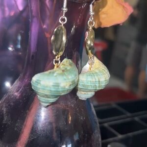 Elegant Gold and Green Shell Earrings